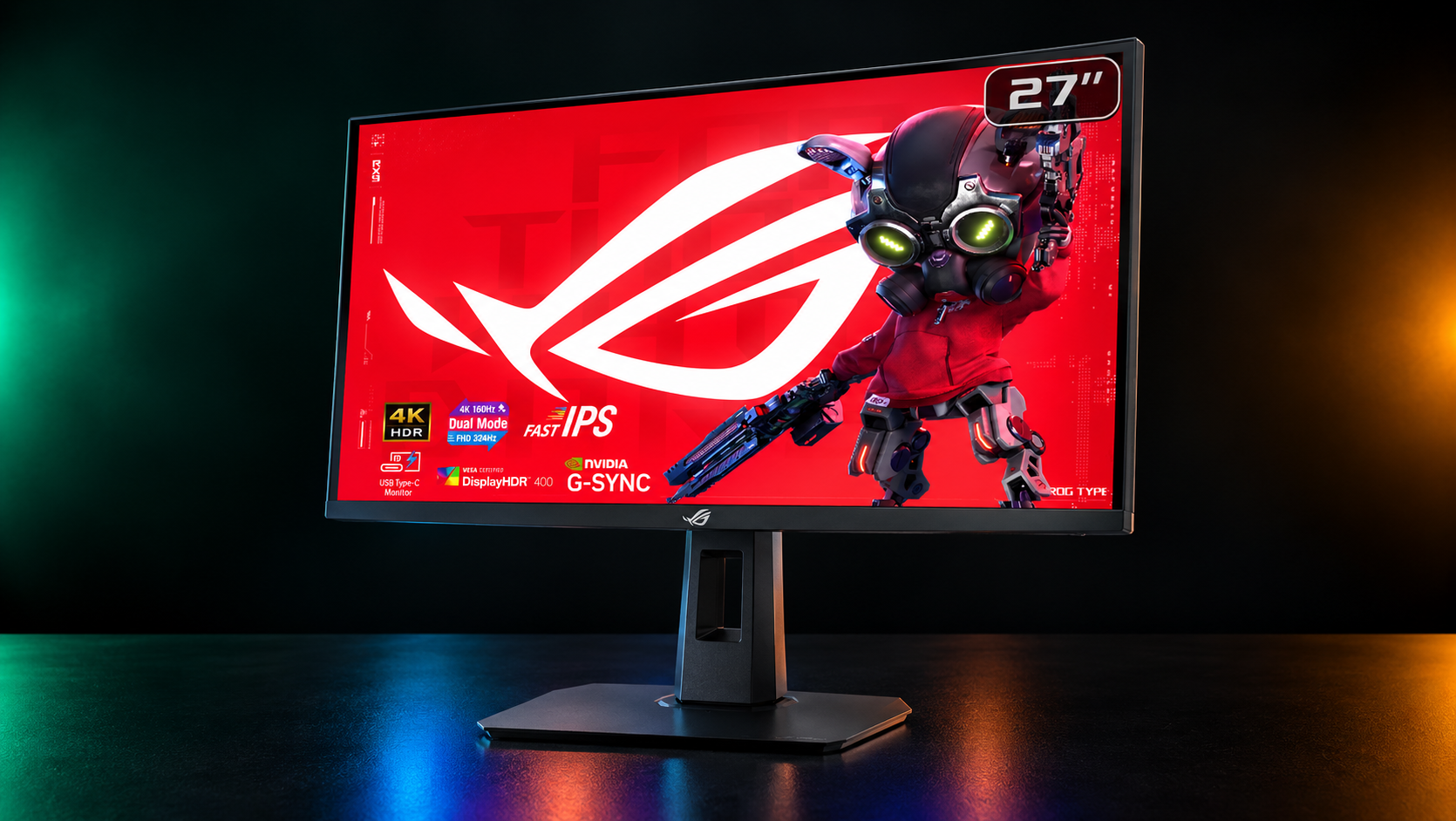 ASUS ROG XG27UCSR 27-inch 4K 162Hz Fast IPS gaming monitor with dual mode and USB-C