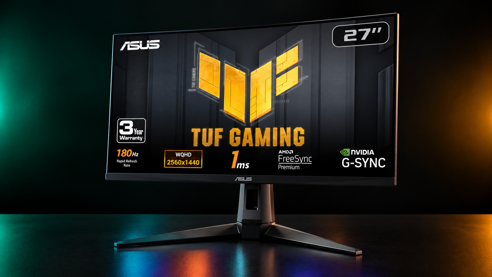 ASUS TUF Gaming VG27AQ3A 27-inch 1440p 180Hz Fast IPS gaming monitor with G-SYNC and FreeSync Premium