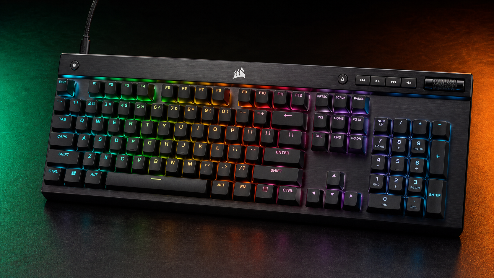 Corsair K70 CORE RGB full-size mechanical gaming keyboard with detachable palm rest