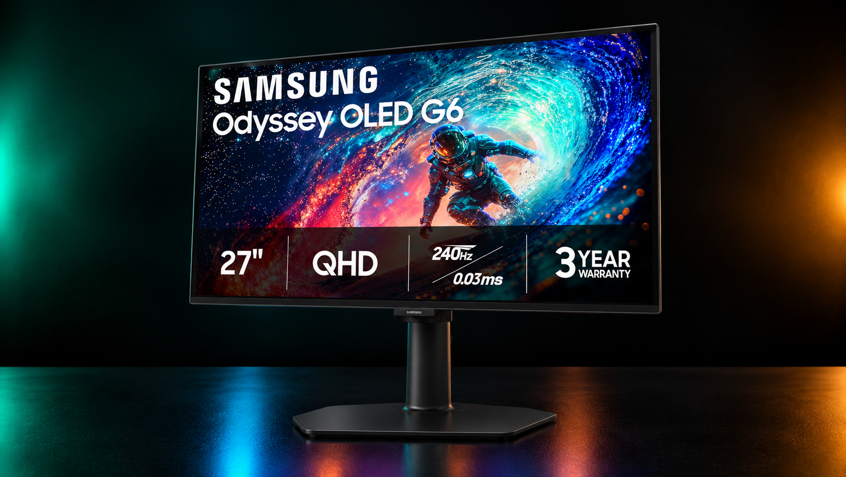 Samsung Odyssey OLED G6 27-inch QD-OLED 1440p 240Hz gaming monitor with Glare-Free technology