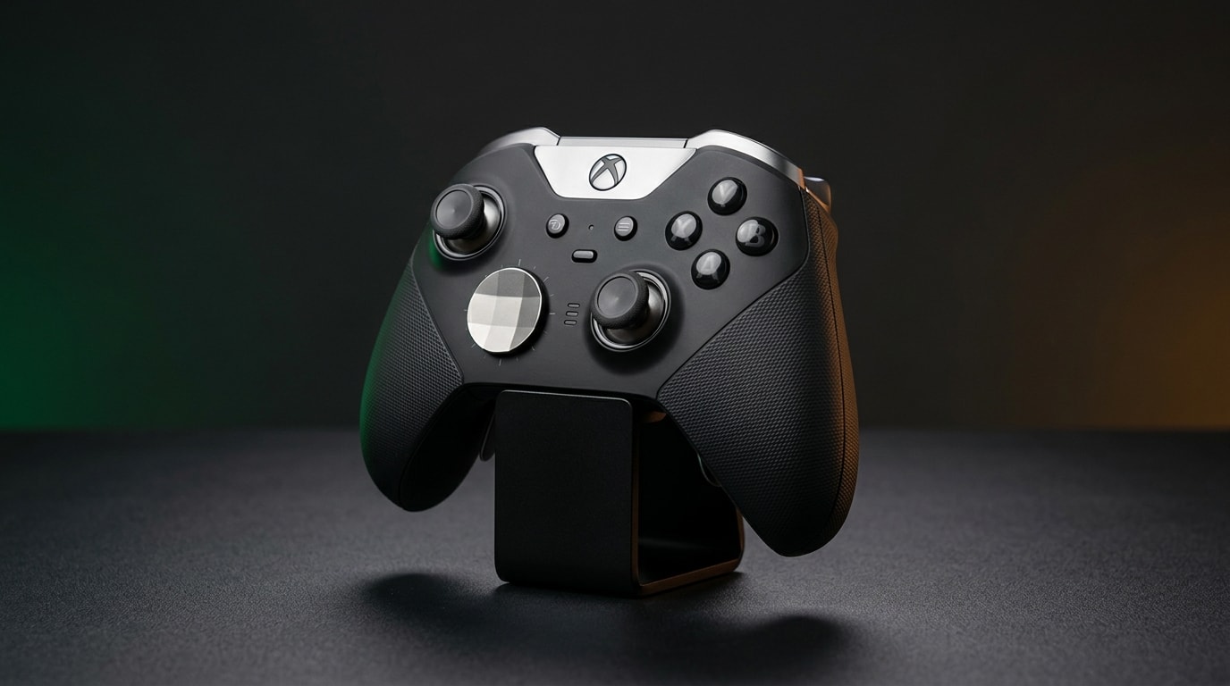 Xbox Elite Series 2 wireless gaming controller with adjustable thumbsticks and trigger locks
